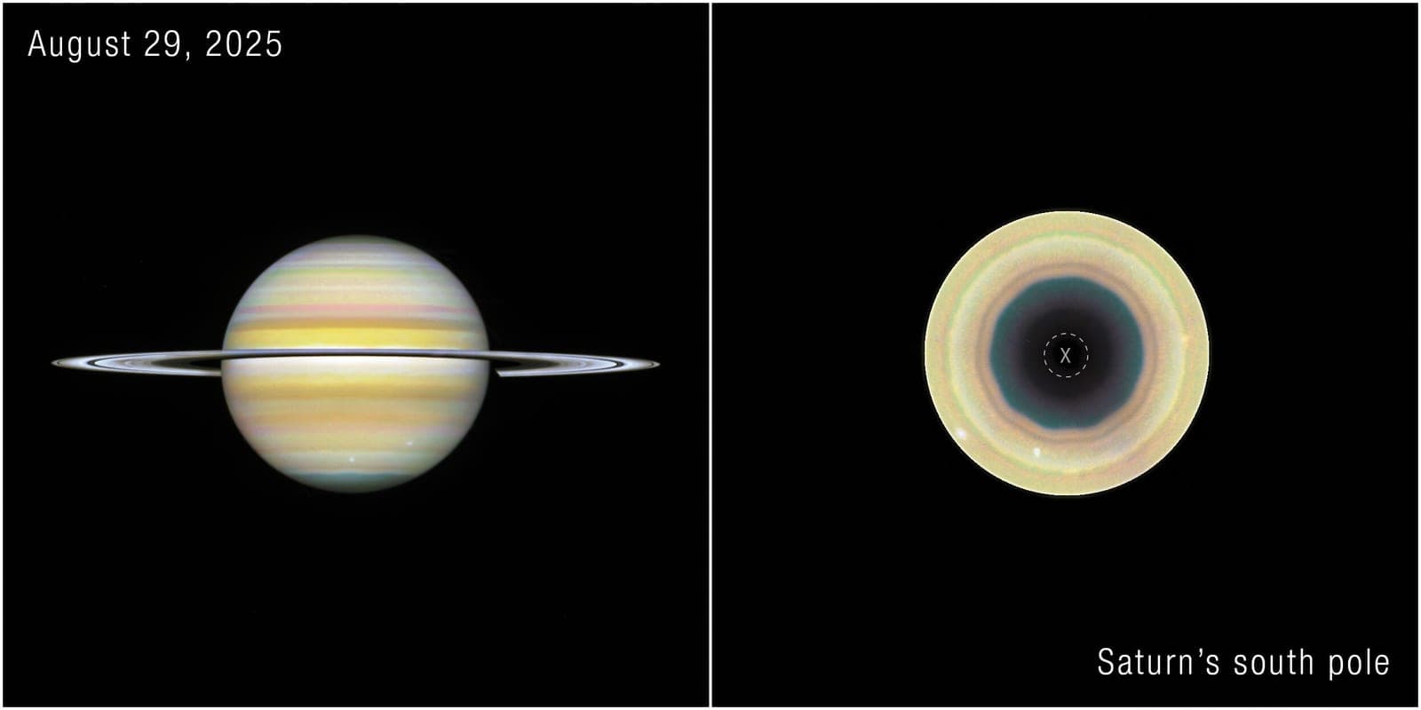 Hubble observa un nuevo decágono en el polo sur de Saturno